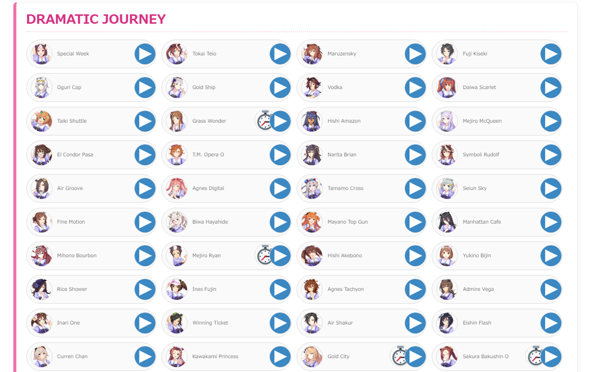 Link icon screen for the Uma Musume Live Theater DB